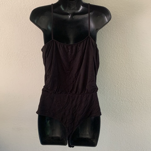 Anthropologie Piper & Sparrow Sexy Black Wrap Bodysuit Thong Size Medium Top - Picture 9 of 11